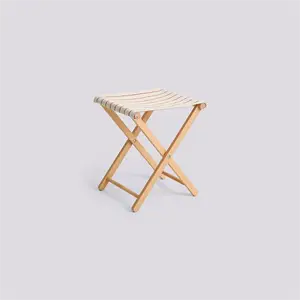 Hay - Outdoor Market Folding Stool-Beige with red stripe